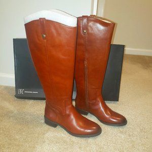 INC Fawne Wide-Calf Riding Leather Boots